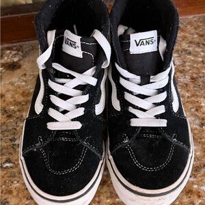 Vans Classic Black and White High-Tops size 2 kids